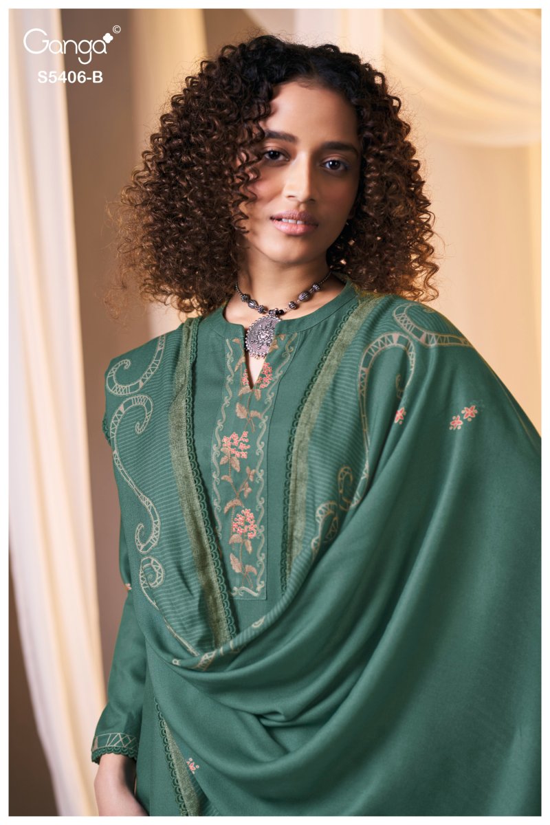 Eviesa 5406 By Ganga Wool Pashmina Dress Material