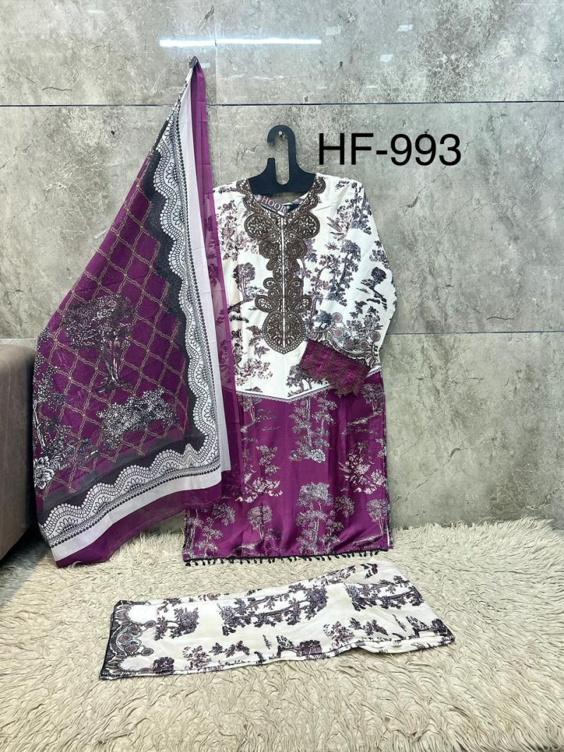 993 A To D By Hoor Tex Satin Readymade Pakistani Suits