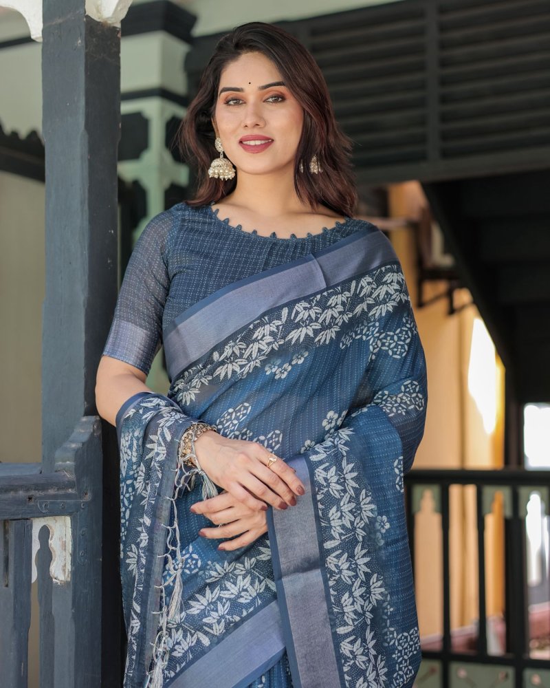 Linen 153 By Almaari Soft Linen Printed Saree Wholesale Clothing ...