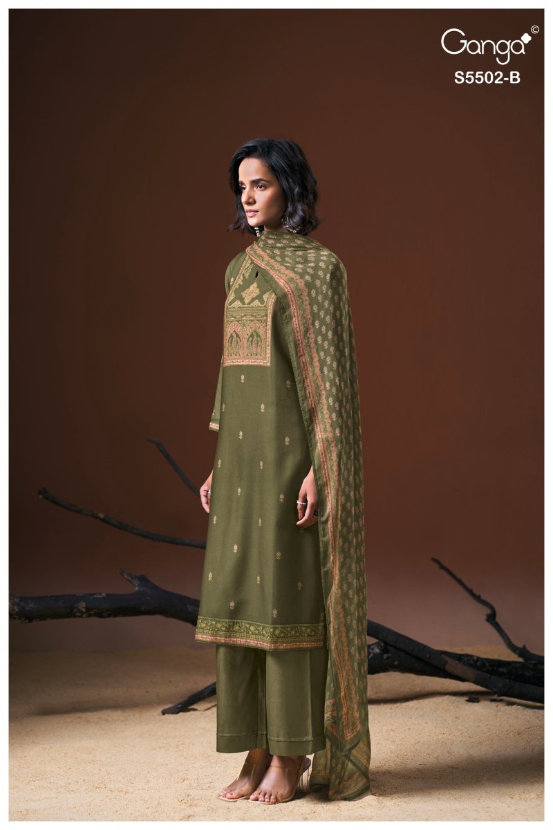 Gaeva 5502 By Ganga Wool Pashmina Dress Material