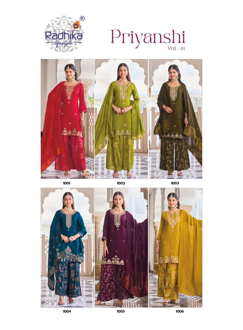 Priyanshi Vol 1 By Radhika Roman Glass Kurti With Bottom Dupatta 