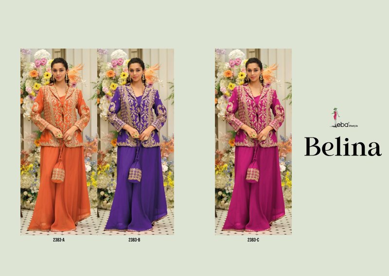 Belina By Eba Chinon With Emboidery Designer Indo Western