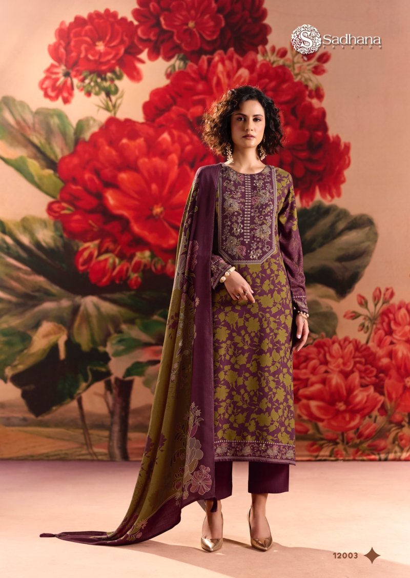 Rose Reverie By Sadhana Viscos Pashmina Dress Material