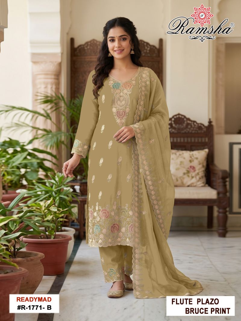Ramsha R 1771 A To D Kanjivaram Flute Bruce Salwar Kameez