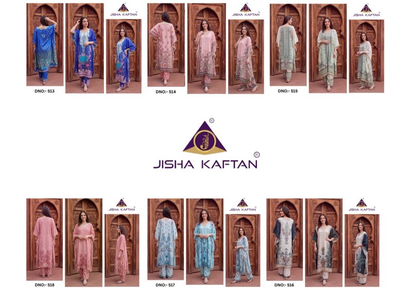 Kaftan Co Ord Set With Necklace Vol 3 By Jisha Poly Feather Silk Co Ord Kaftan
