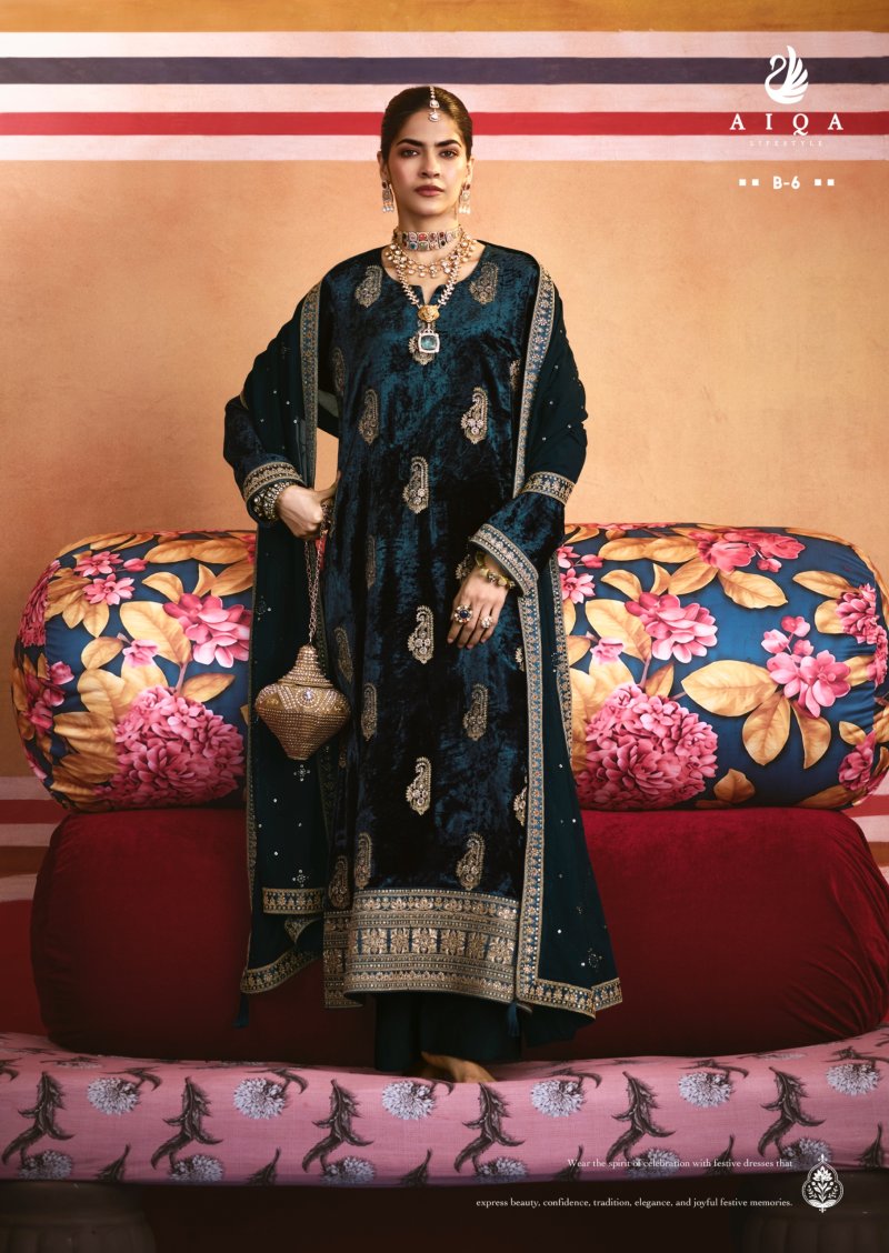 Zarnish By Aiqa Viscose Velvet Designer Salwar Suits