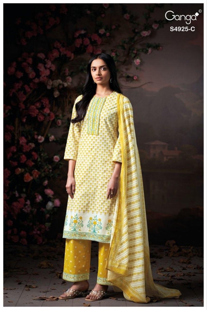 Dhrisha 4925 By Ganga Cotton Printed Dress Material Exporters In India ...