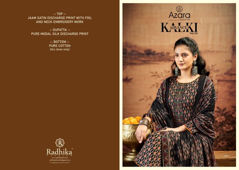 Kalki Advance Vol 5 By Radhika Jam Satin Dress Material