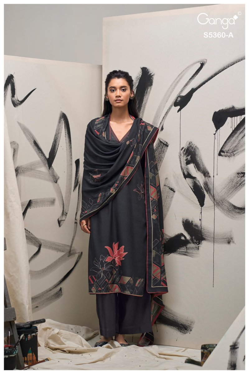 Berylia 5360 By Ganga Wool Pashmina Printed Dress Material