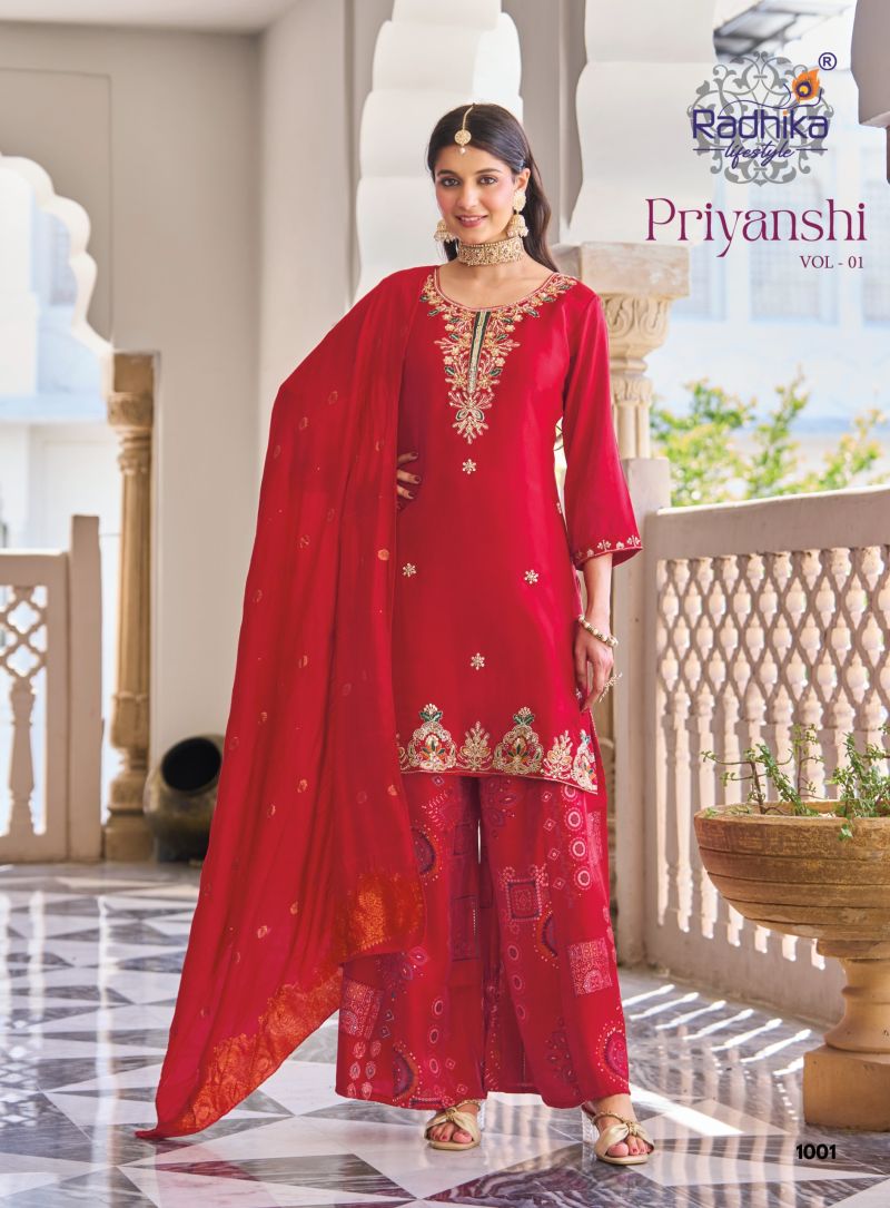 Priyanshi Vol 1 By Radhika Roman Glass Kurti With Bottom Dupatta 