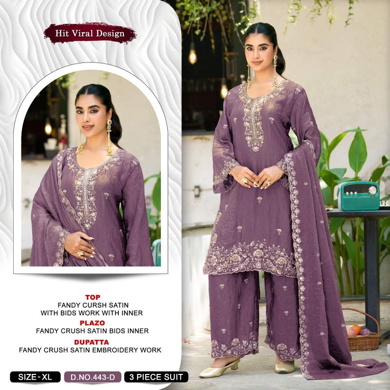 Khas 443 A To D Fandy Crush Satin Readymade Pakistani Suits