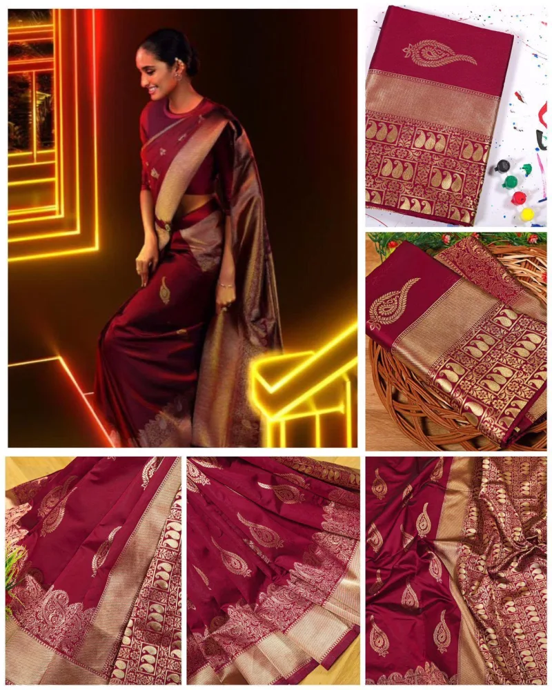 Soft Silk 2057 Soft Lichi Silk Jacquard Work Occasion Saree