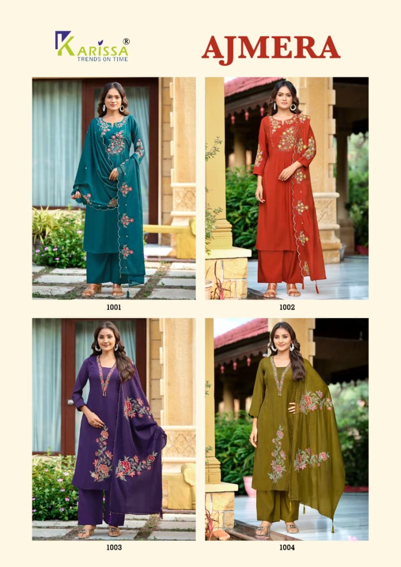 Ajmera By Karissa Viscose Mal Chanderi Kurti With Bottom Dupatta
