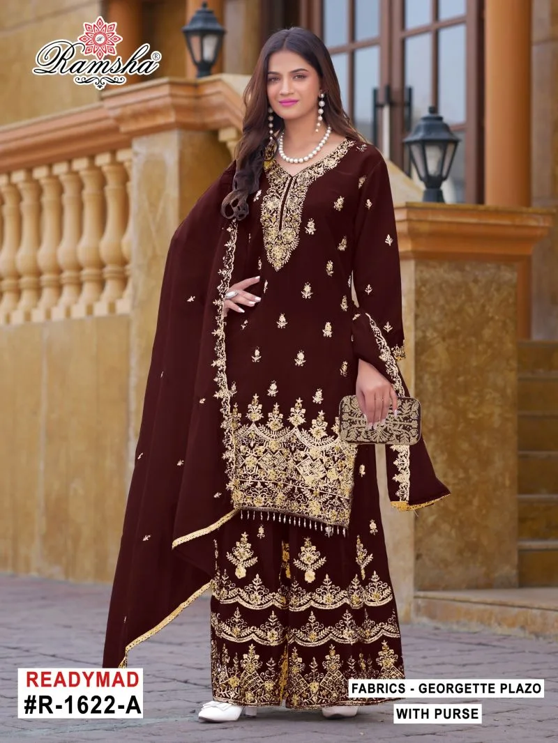 R 1622 A To D By Ramsha Georgette Readymade Plazzo Suits