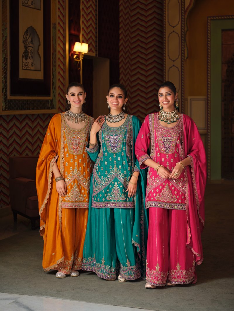 D 2464 To 2466 By Zaveri Chinon Readymade Suits