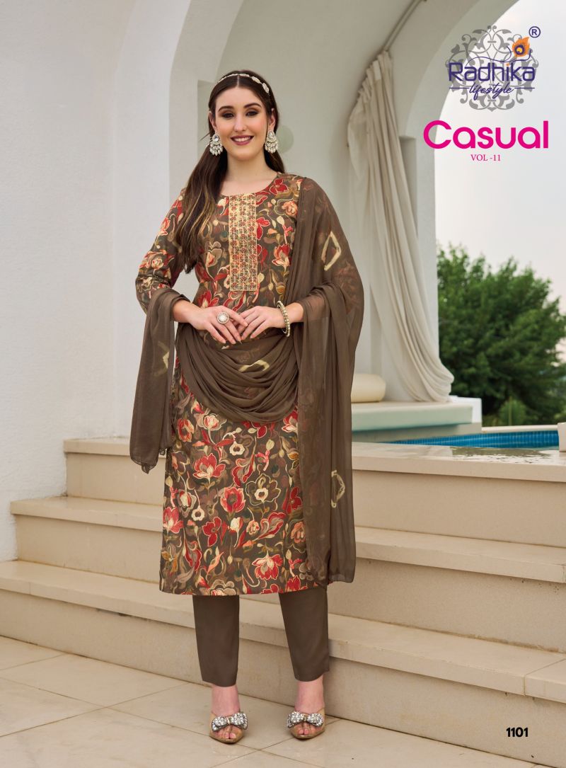 Casual Vol 11 By Radhika Rayon Kurti With Bottom Dupatta