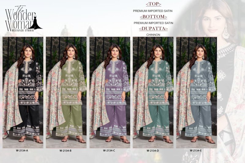 Wonder Woman W 2134 Color Imported Satin Salwar Kameez