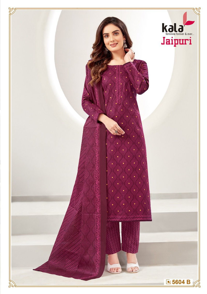 jaipuri cotton dress material wholesale Jaipuri Vol 4 By Kala 5601 To 5612 Printed Cotton Dress Material Wholesale  Market In Surat