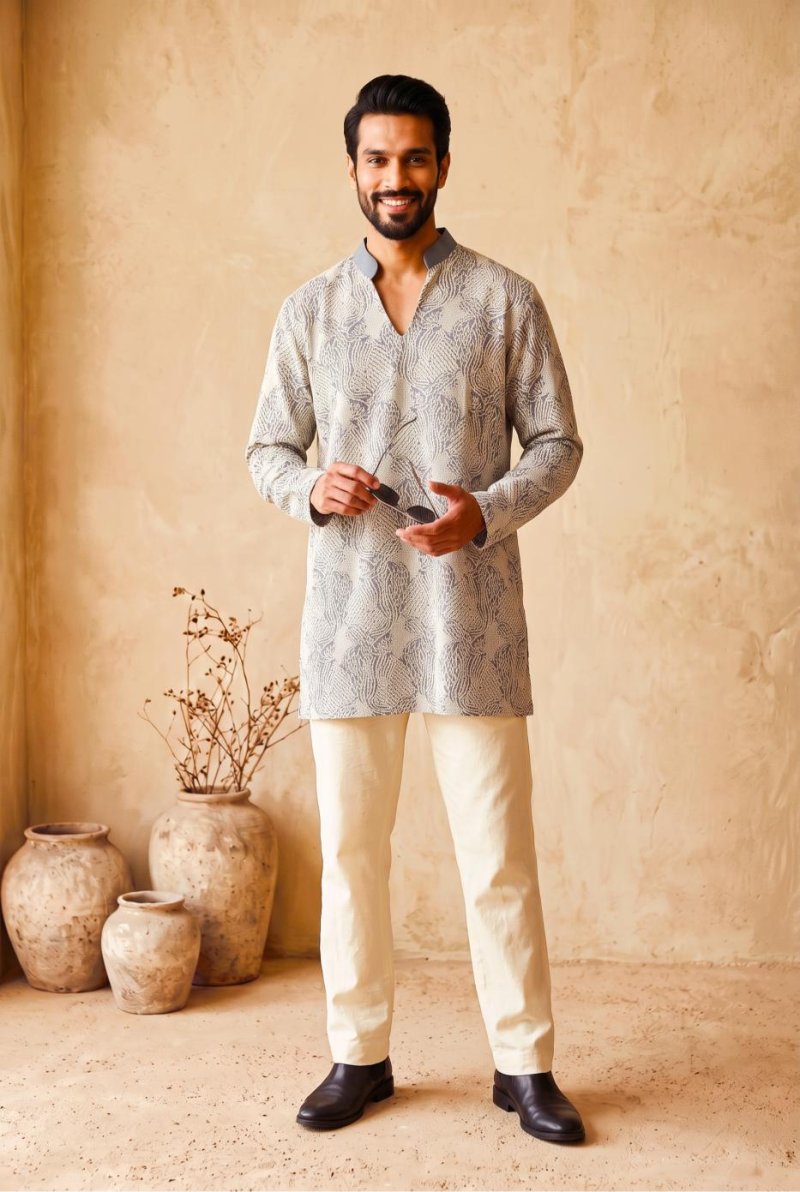 Grey Outluk Wedding Vol 66 Lachaka Mens Kurta Pajama W6606.