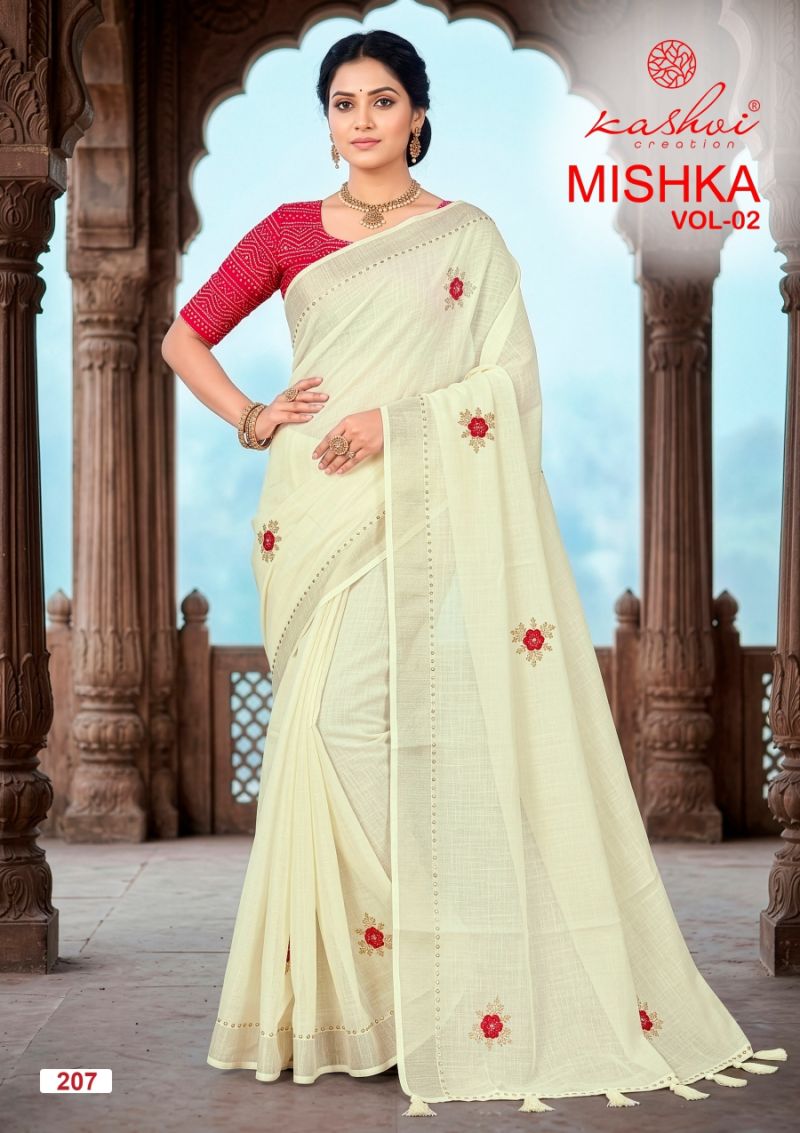 Mishka Vol 2 By Kashvi Linen Silk With Diamond Work Saree 