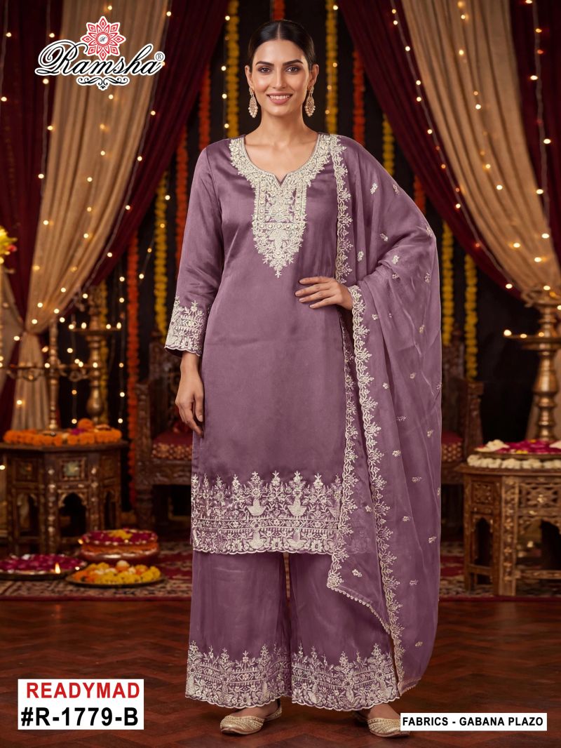 R 1779 A To D By Ramsha Gabana Zari Readymade Pakistani Suits 
