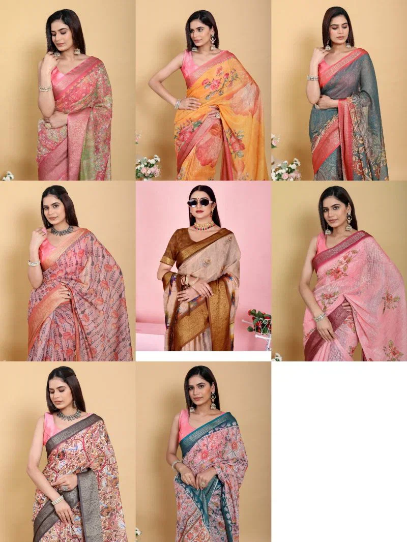 Scgt Gunjan A Linen Woven Jacquard Printed Fancy Saree 
