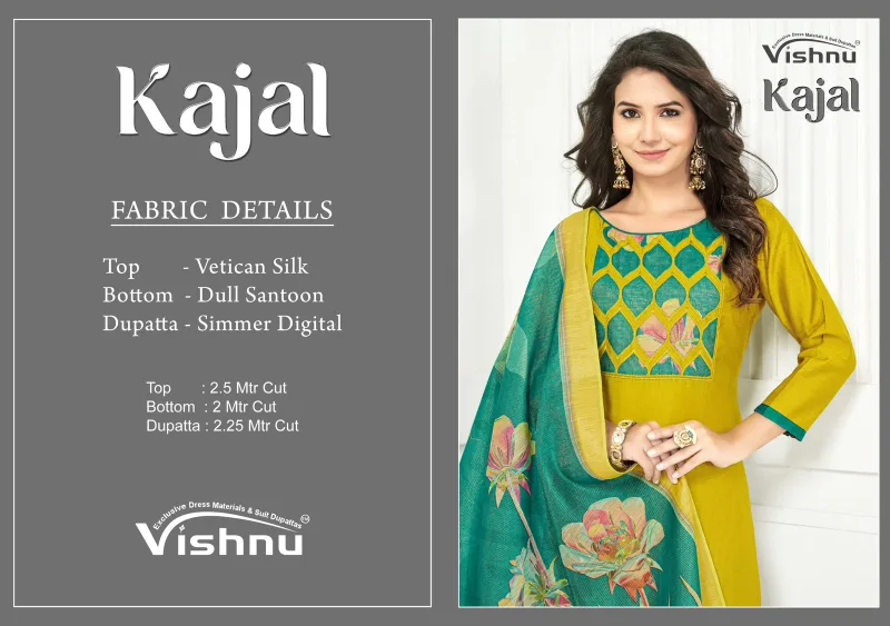 Kajal By Vishnu Vetican Silk Dress Material