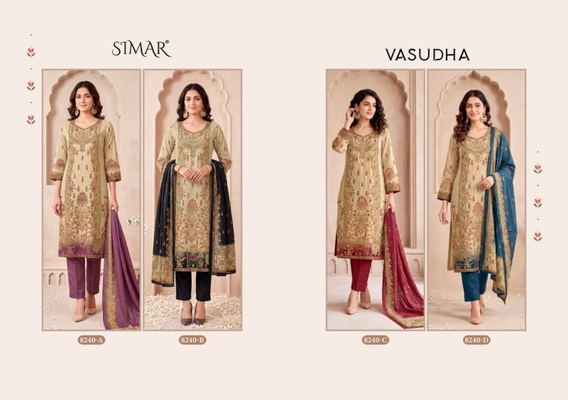 Vasudha By Glossy Simar Twill Organza Jacquard Dress Materials