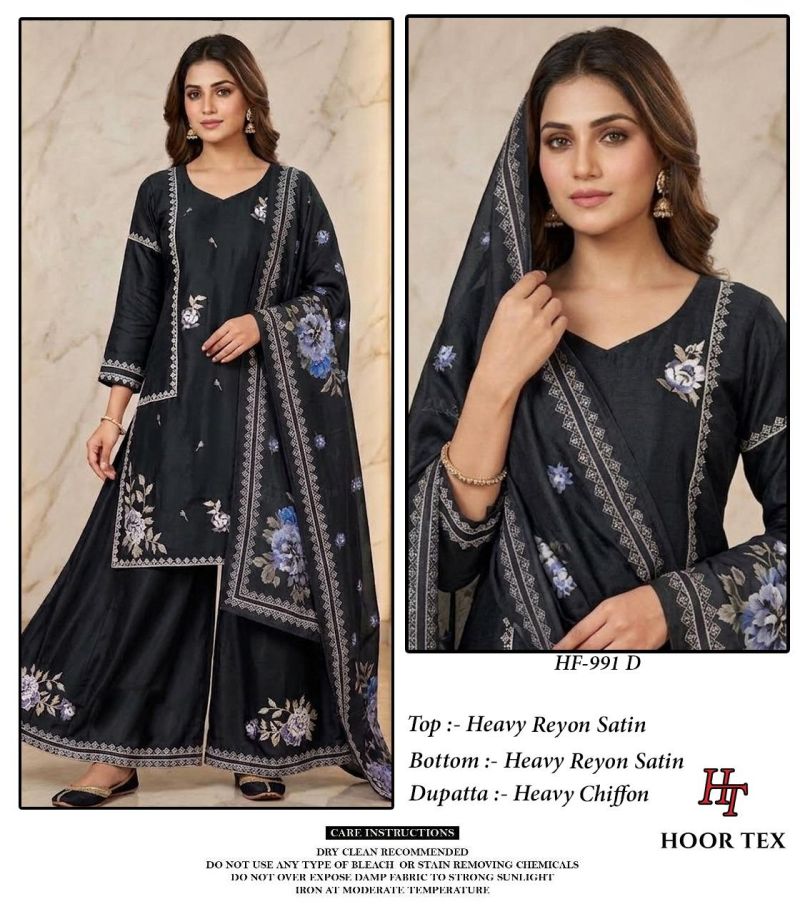 991 A To D By Hoor Tex Rayon Satin Embroidery Salwar Kameez