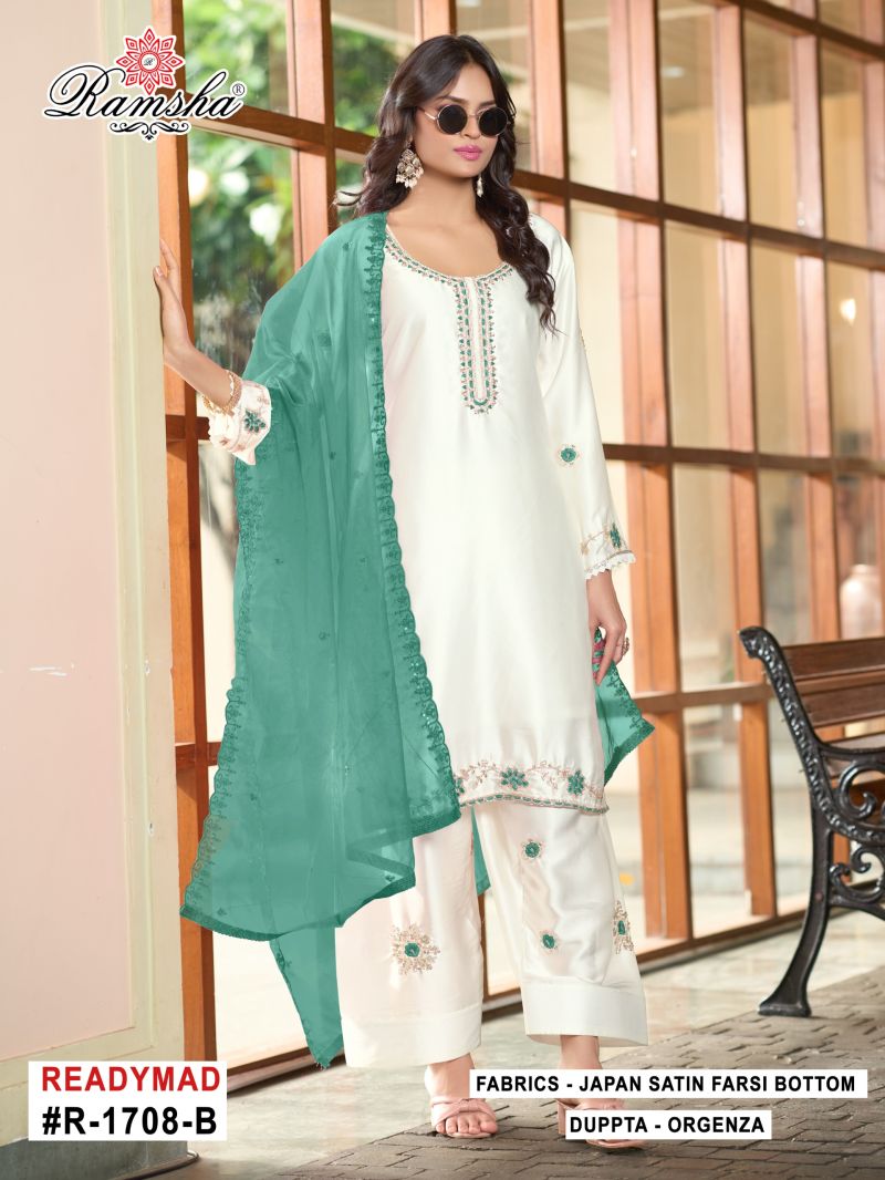 R 1708 By Ramsha New Colors Satin Farshi Salwar Kameez