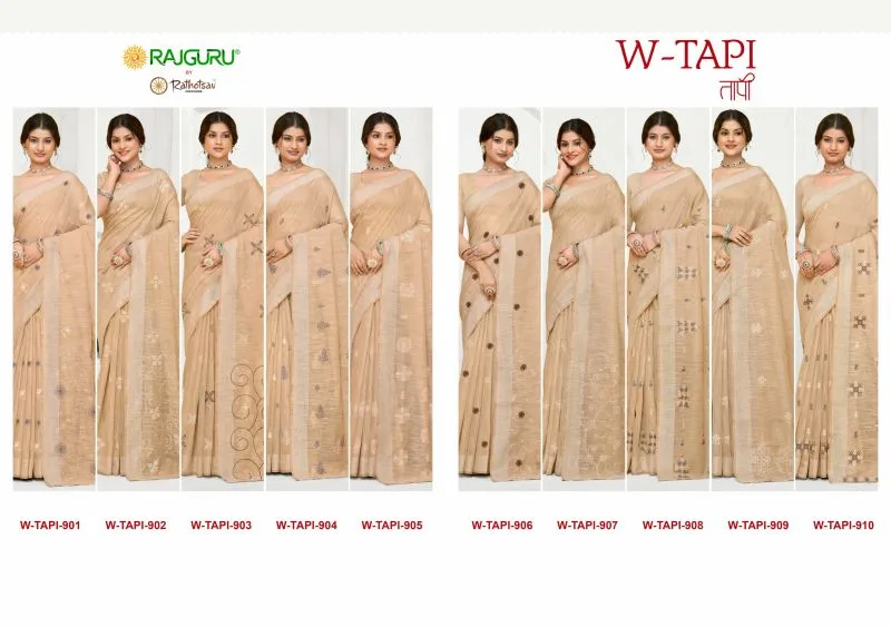 Tapi By Rajguru Semi Cotton Thread Work Saree 