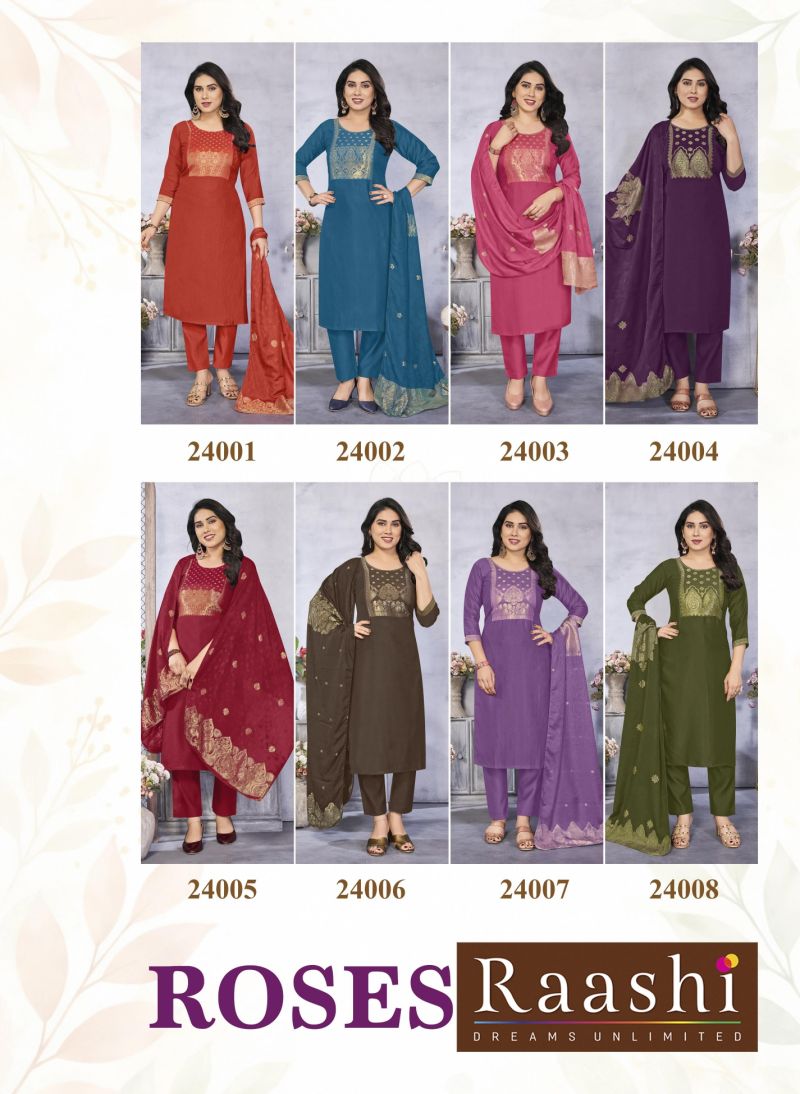 Roses By Raashi Roman Silk Kurti With Bottom Dupatta