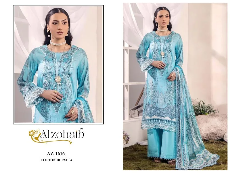 Fulfa Vol 1 By Alzohaib Chiffon Dupatta Cotton Salwar Kameez