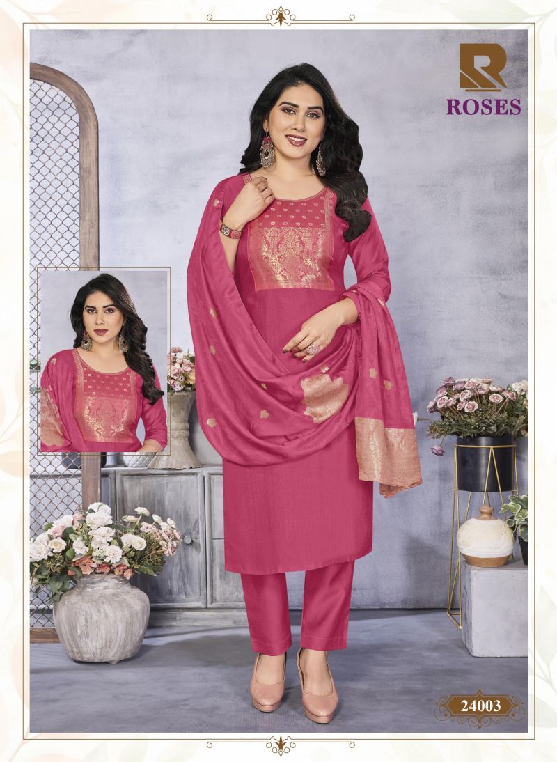 Roses By Raashi Roman Silk Kurti With Bottom Dupatta