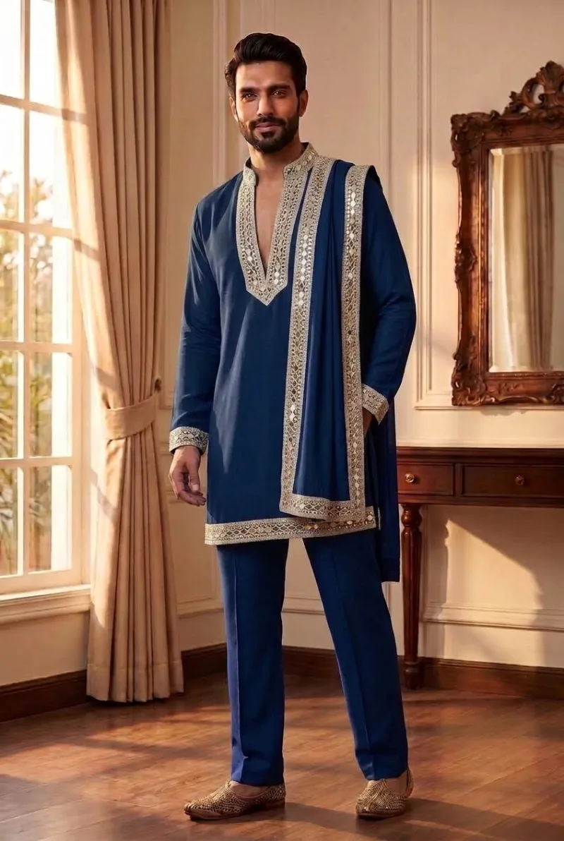 Outluk Wedding Vol 52 Heavy Lachaka Mens Kurta Pajama With Dupatta 