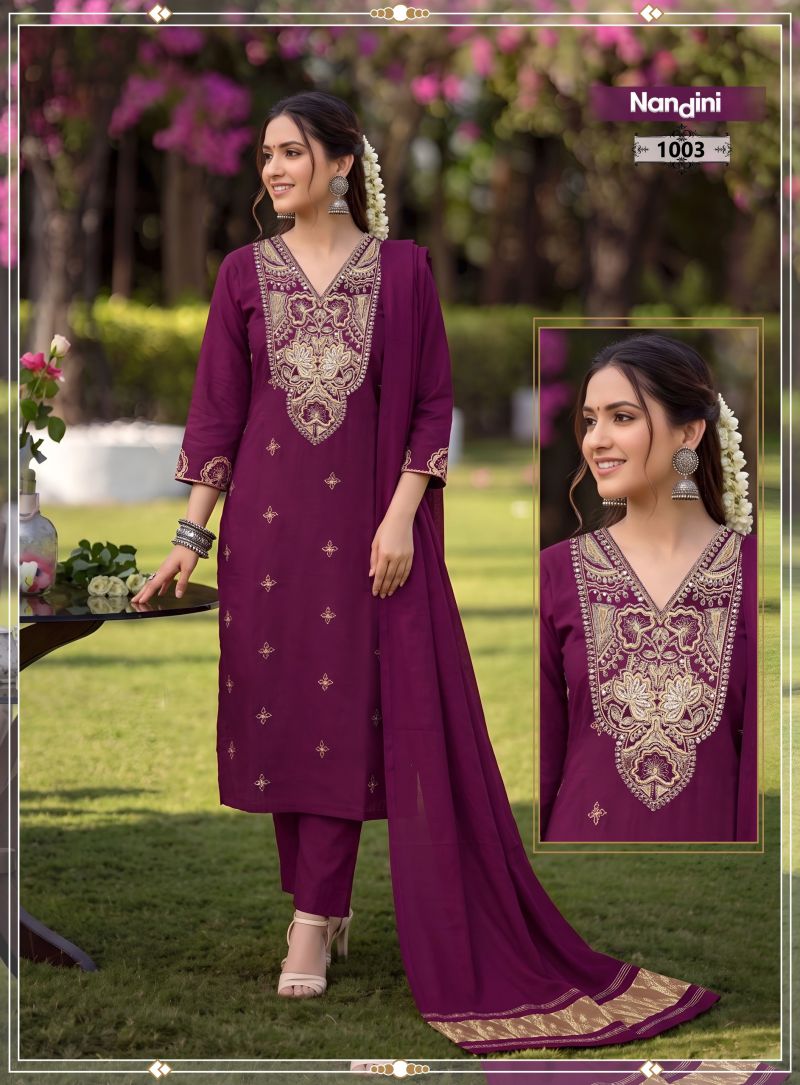 Nandini Vol 1 Roman Silk Kurti With Bottom Dupatta 