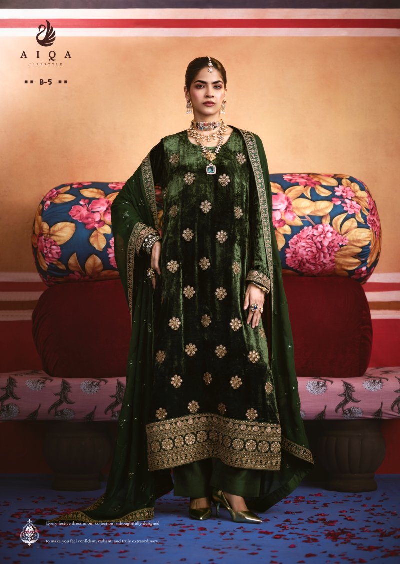 Zarnish By Aiqa Viscose Velvet Designer Salwar Suits