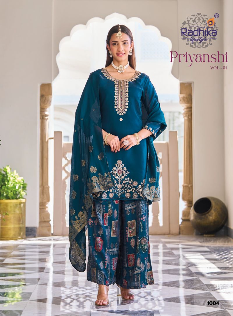 Priyanshi Vol 1 By Radhika Roman Glass Kurti With Bottom Dupatta 