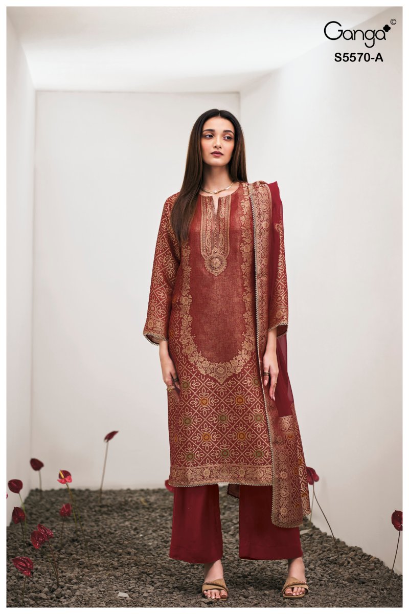 Mairya 5570 By Ganga Bemberg Giraffe Silk Salwar Kameez 