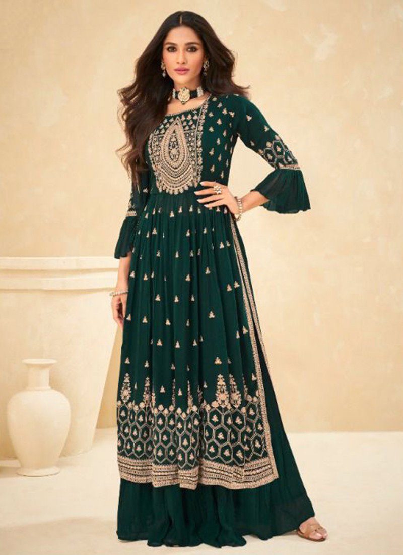 Dark Green Colour AASHIRWAD LIMELIGHT Wedding Wear Georgette Salwar Suit  Collection 9205 - The Ethnic World