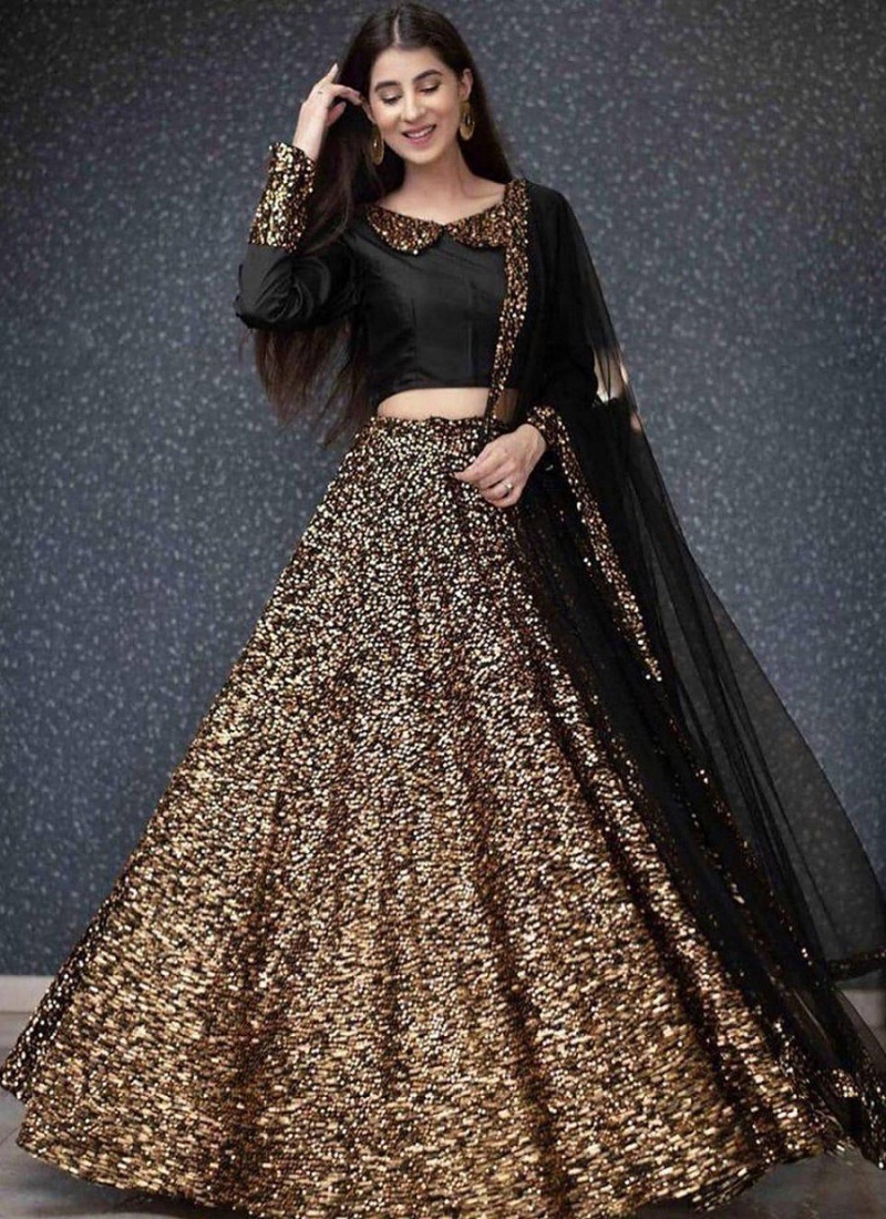 Shop Pink Sequined Georgette Party Wear Lehenga Choli From Ethnic Plus