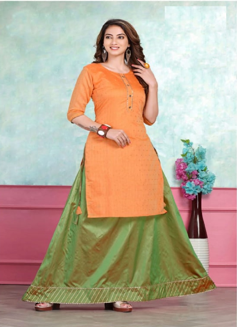 Silk Cotton Skirt Kurti muitlple Set