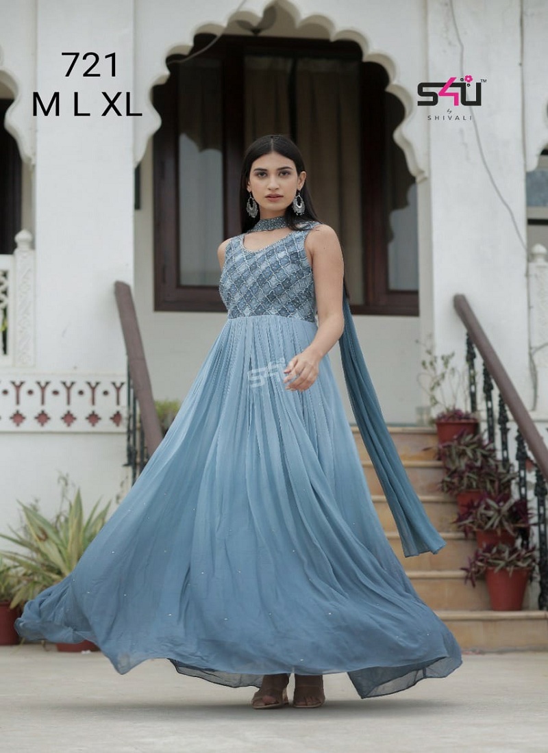 Grey Colour Matte Finish Satin Silk Party Wear Indo Western Gown | Kothari  Sons