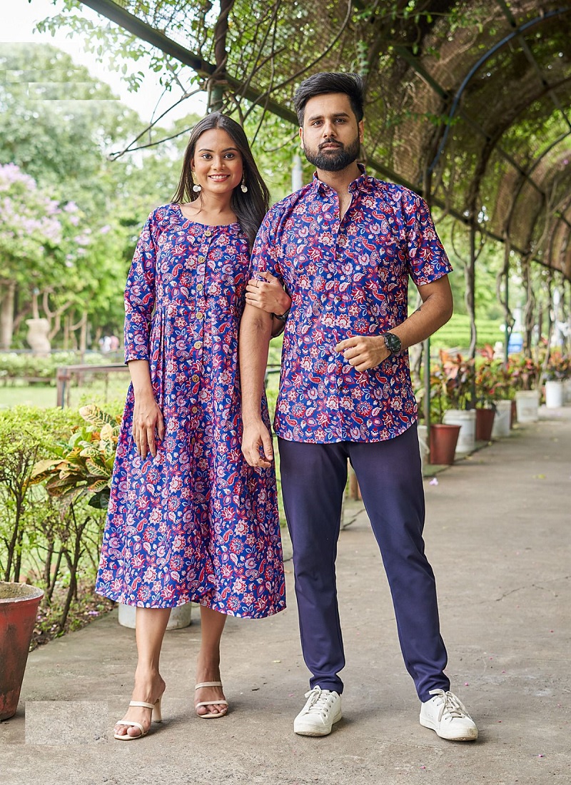 Trendy Couple 2.0 Blue Hills Printed Shirt And Kurti Catalog - The Ethnic  World