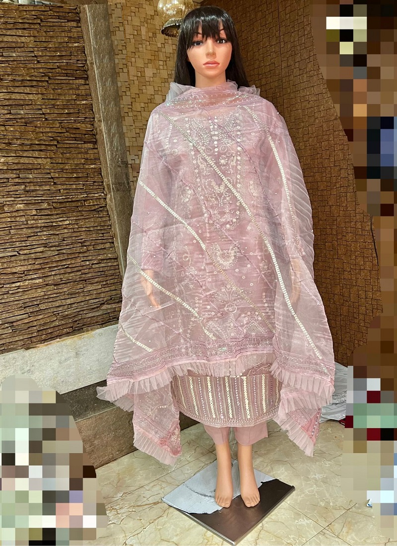 Ziaaz Designs Noor Dusty Pink Festive Wear Organza Ready Made Collection -  The Ethnic World